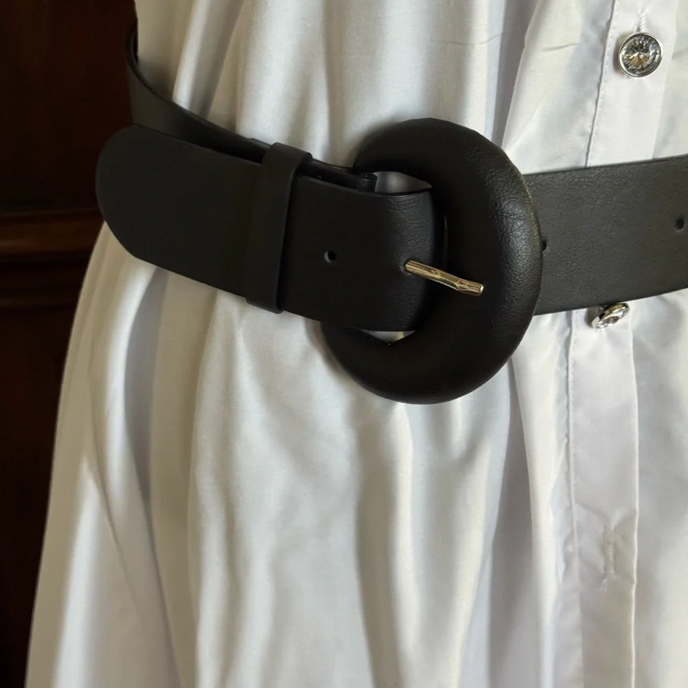 Zara Black Double Buckle Wide Belt‎